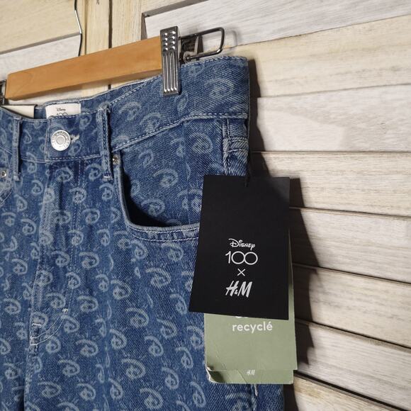 H&M Jeans 30 x 32 Blue Disney 100 X Loose High Rise Straight Leg Men Denim New - Picture 5 of 10